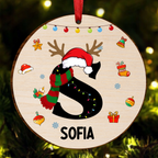 Familien-Weihnachtsbaumschmuck mit Namensmonogramm – Personalisierter Holzanhänger