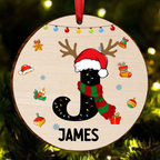 Familien-Weihnachtsbaumschmuck mit Namensmonogramm – Personalisierter Holzanhänger