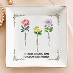 Geburtsblume „Grow An Old Friend“ – Personalisierte Schmuckschale