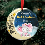 Gifts for Newborn Babies - Elephant Baby First Christmas - Personalized Circle Ornament