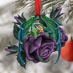 Dragon Lover - Dragon In Purple Rose  - Personalized Acrylic Ornament