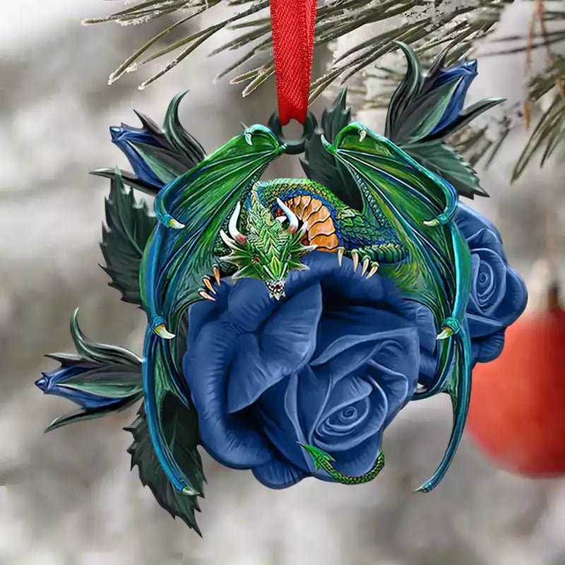 Dragon Lover - Dragon In Purple Rose  - Personalized Acrylic Ornament