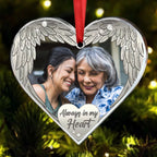Family -  Always in my heart - Personalized Custom Photo Heart Ornament