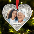 Family -  Always in my heart - Personalized Custom Photo Heart Ornament