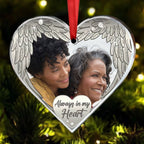 Family -  Always in my heart - Personalized Custom Photo Heart Ornament