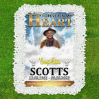 Family - Custom Photo Forever In Our Hearts - Personalized Grave Memorial Blanket (HJ)