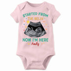 Family - Custom Photo Hello World, I'm New Here - Personalized Baby Onesies
