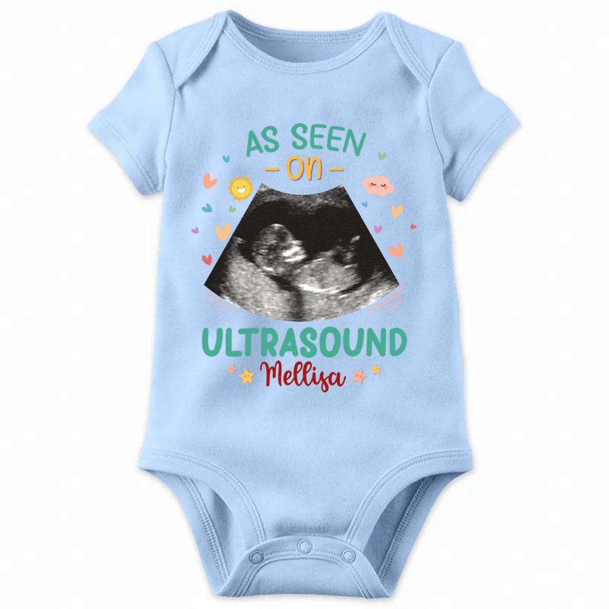 Family - Custom Photo Hello World, I'm New Here - Personalized Baby Onesies