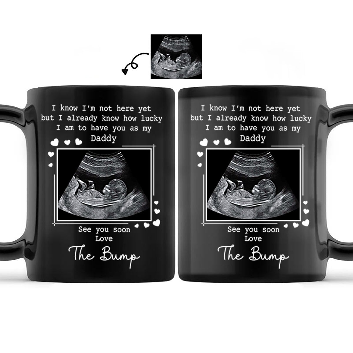Family - Custom Photo I Know I'm Not Here Yet - Personalized Black Mug - Gift For Dad, Father, New Parents