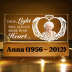 Family - Custom Photo Your Light Always Shine In My Heart - Personalized Acrylic LED Night Light (TB)