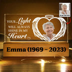 Family - Custom Photo Your Light Always Shine In My Heart - Personalized Acrylic LED Night Light (TB)