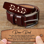 Family - Dad It Reminds You How Much We Love You - Personalized Engraved Leather Belt