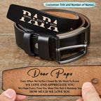 Family - Dad It Reminds You How Much We Love You - Personalized Engraved Leather Belt