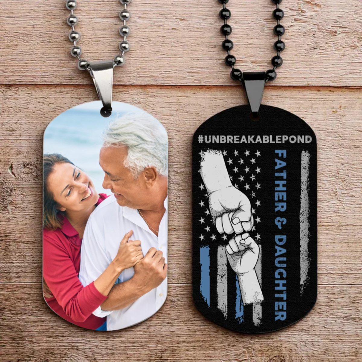 Family - Father And Daughter #Unbreakablebond - Personalized Photo Tag Necklace