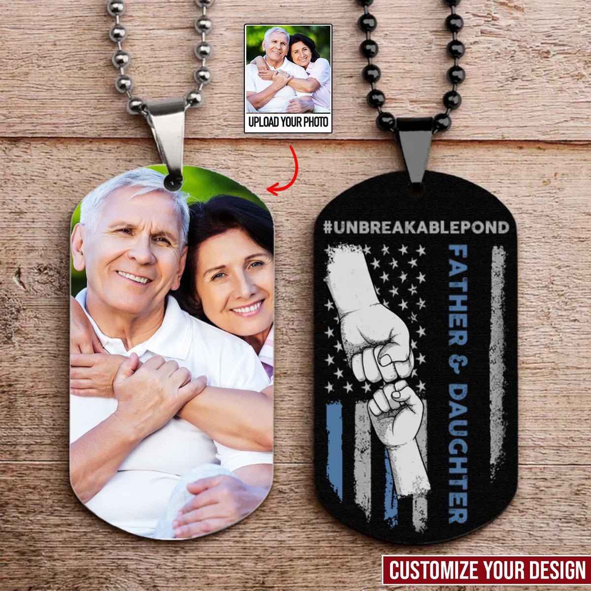 Family - Father And Daughter #Unbreakablebond - Personalized Photo Tag Necklace