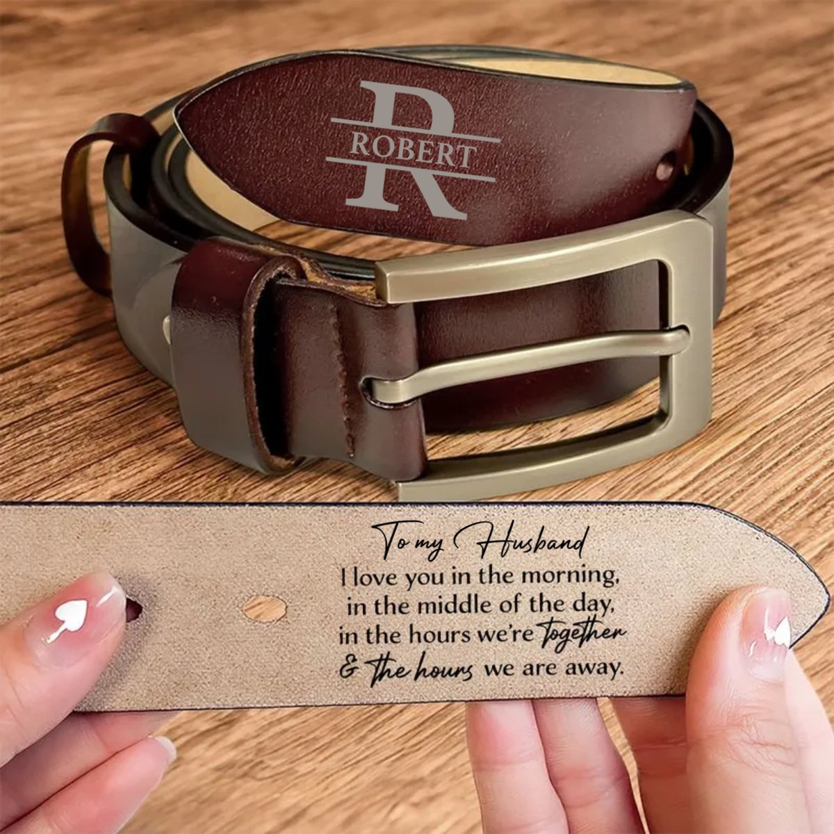 Family - I Love You Every Day - Personalized Engraved Leather Belt