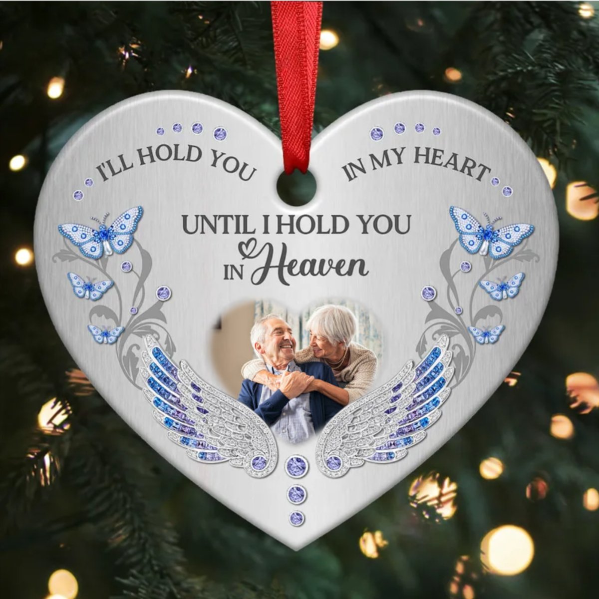 Family - I‘ll Hold You In My Heart Photo Memorial - Personalized Heart Ornament