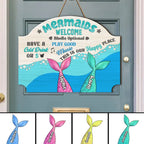 Family - Mermaids welcome shells optional - Personalized Shaped Wood Sign
