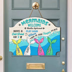 Family - Mermaids welcome shells optional - Personalized Shaped Wood Sign
