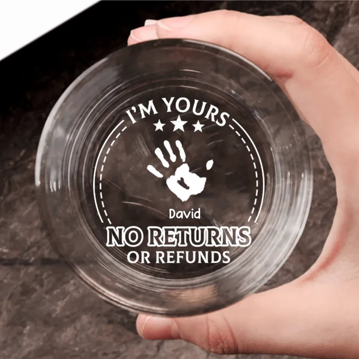 Family - No Returns Or Refunds - Personalized Engraved Whiskey Glass
