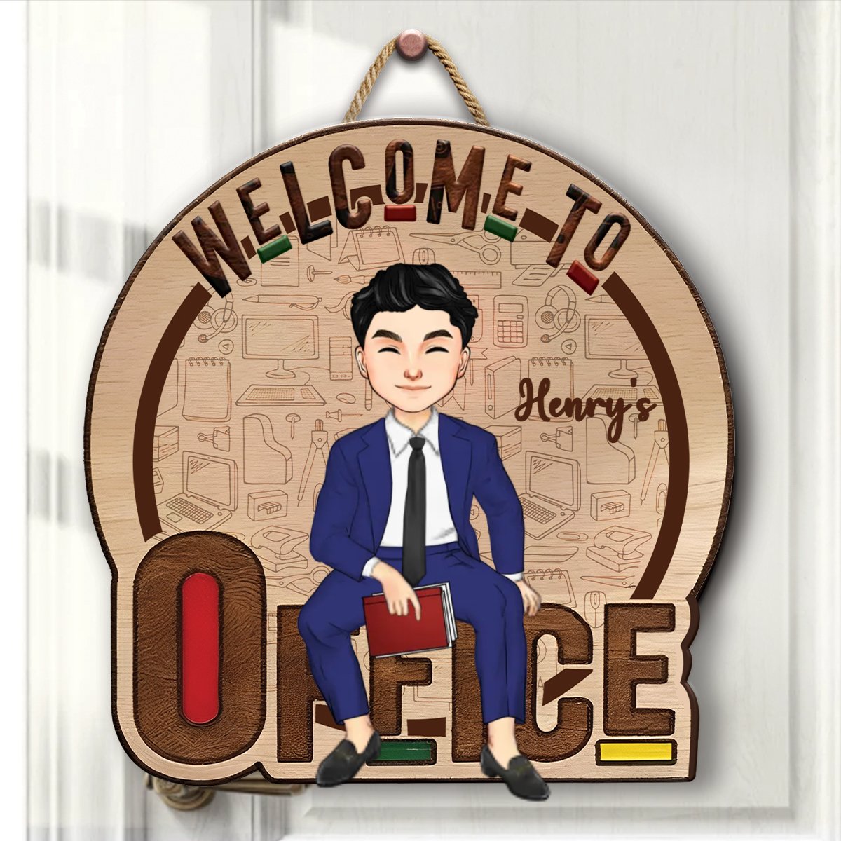 Family - Welcome To My Office - Personalized Shaped Wood Sign