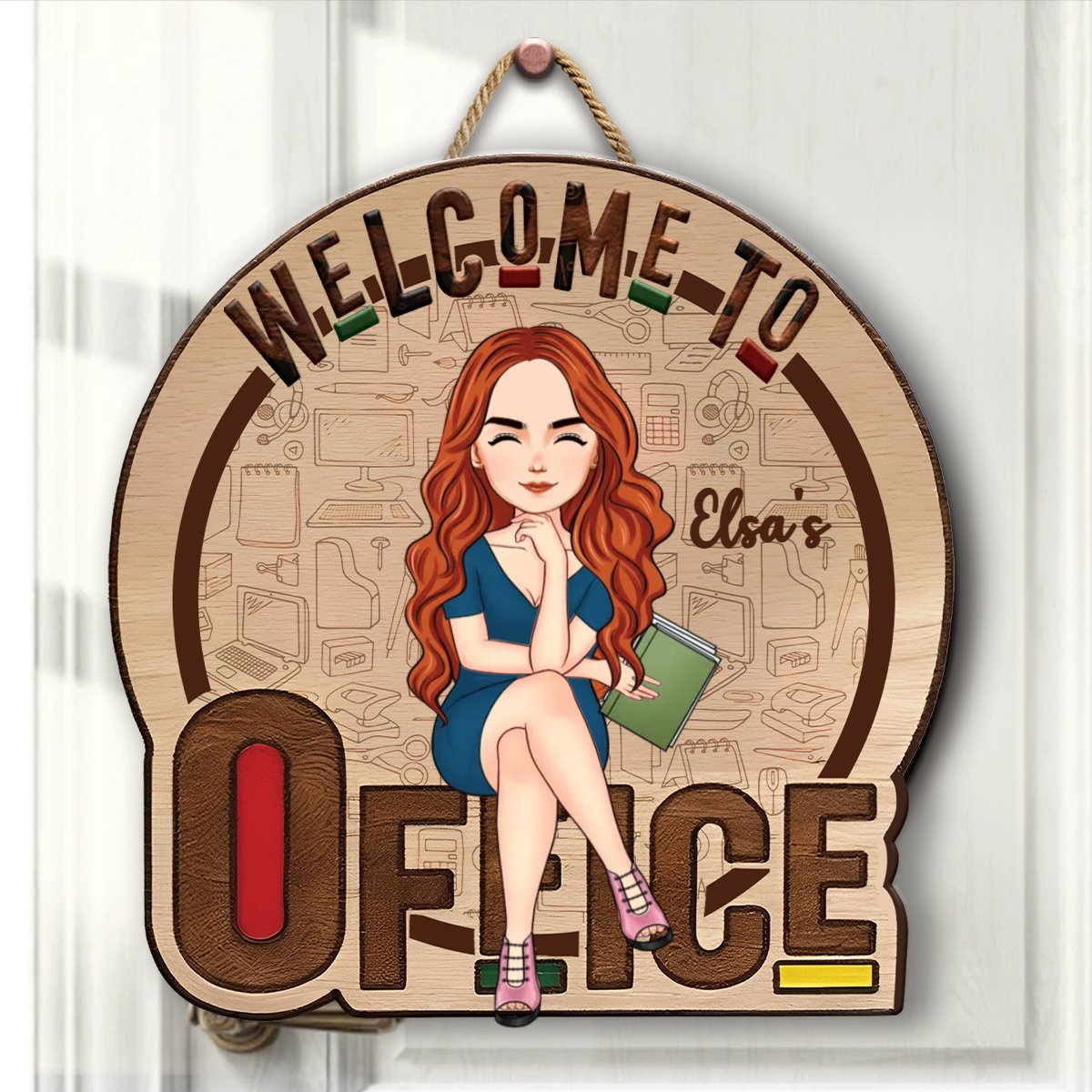 Family - Welcome To My Office - Personalized Shaped Wood Sign