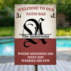 Family - Welcome To Our Patio Bar -  Personalized Classic Metal Signs