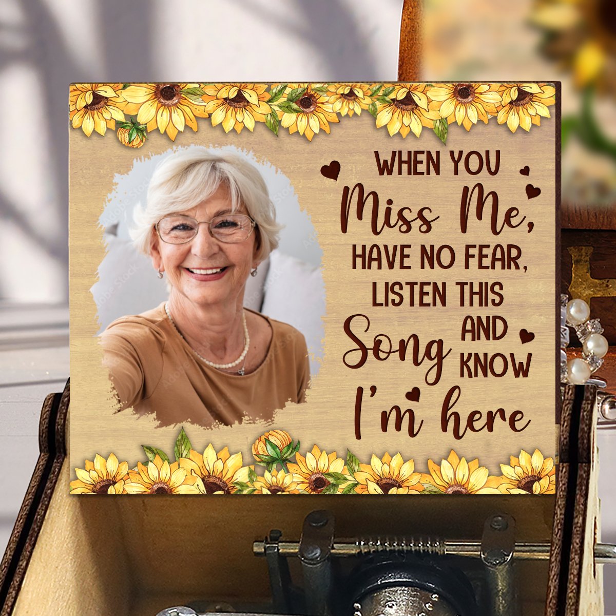 Family - When You Miss Me - Personalized Spin Button, Hand Crank Music Box