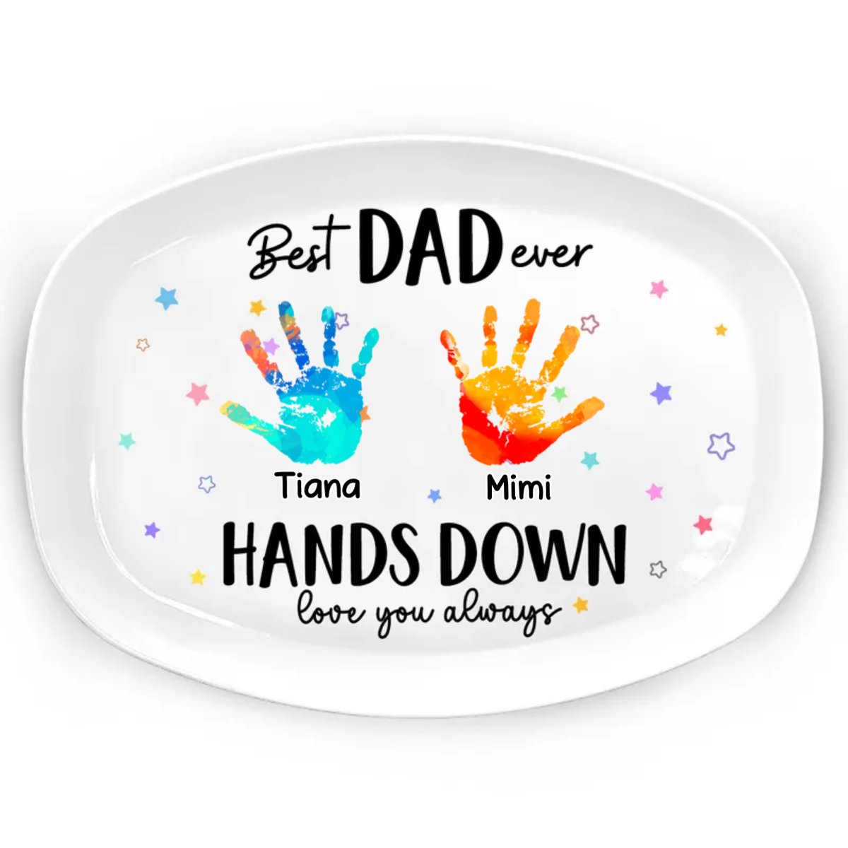 Father - Best Dad Grandpa Ever Hands Down - Personalized Plate