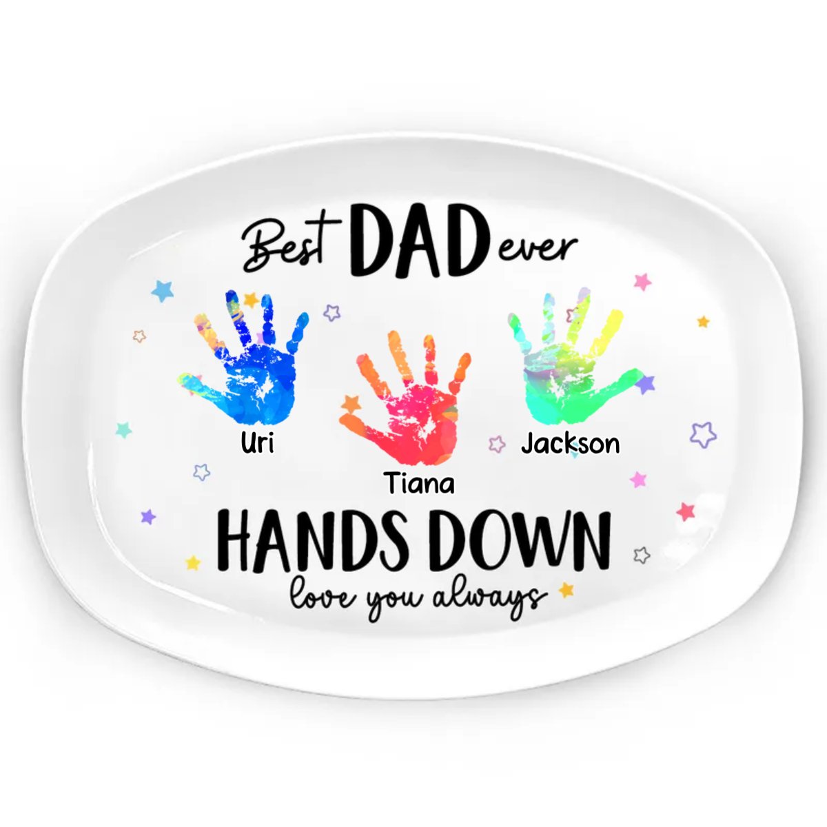 Father - Best Dad Grandpa Ever Hands Down - Personalized Plate