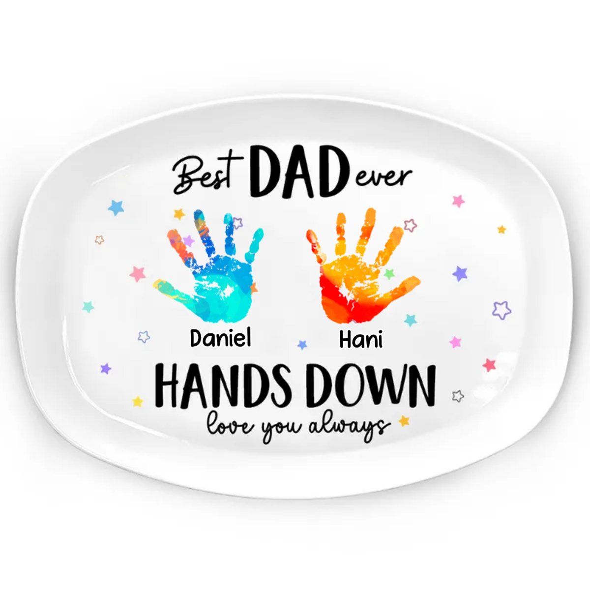 Father - Best Dad Grandpa Ever Hands Down - Personalized Plate