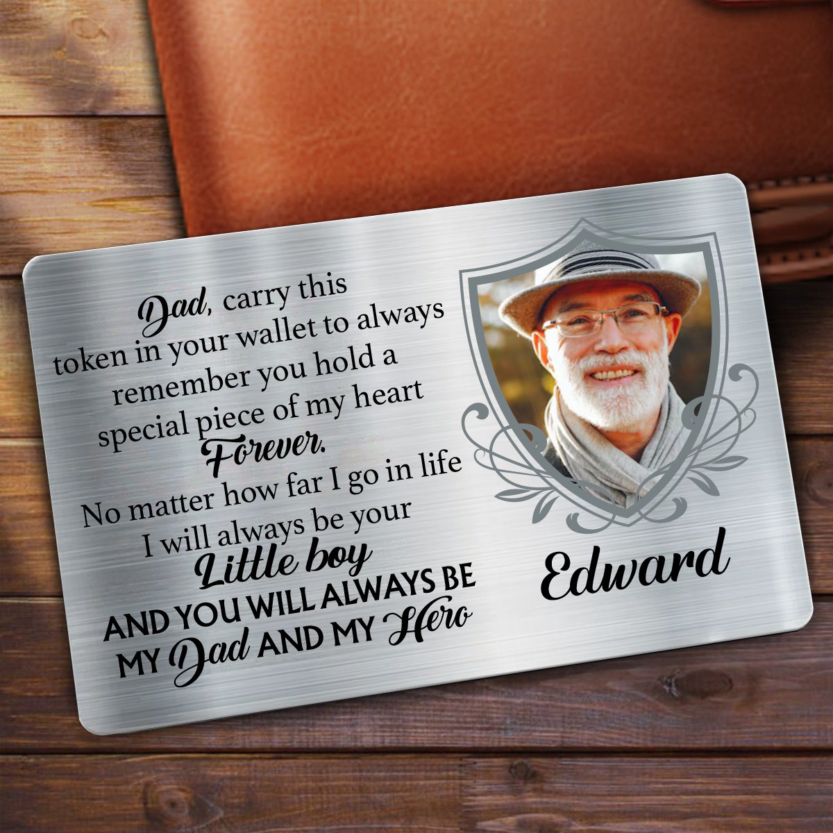 Father -Custom Photo Carry This Token In Your Wallet - Personalized Custom Aluminum Wallet Card