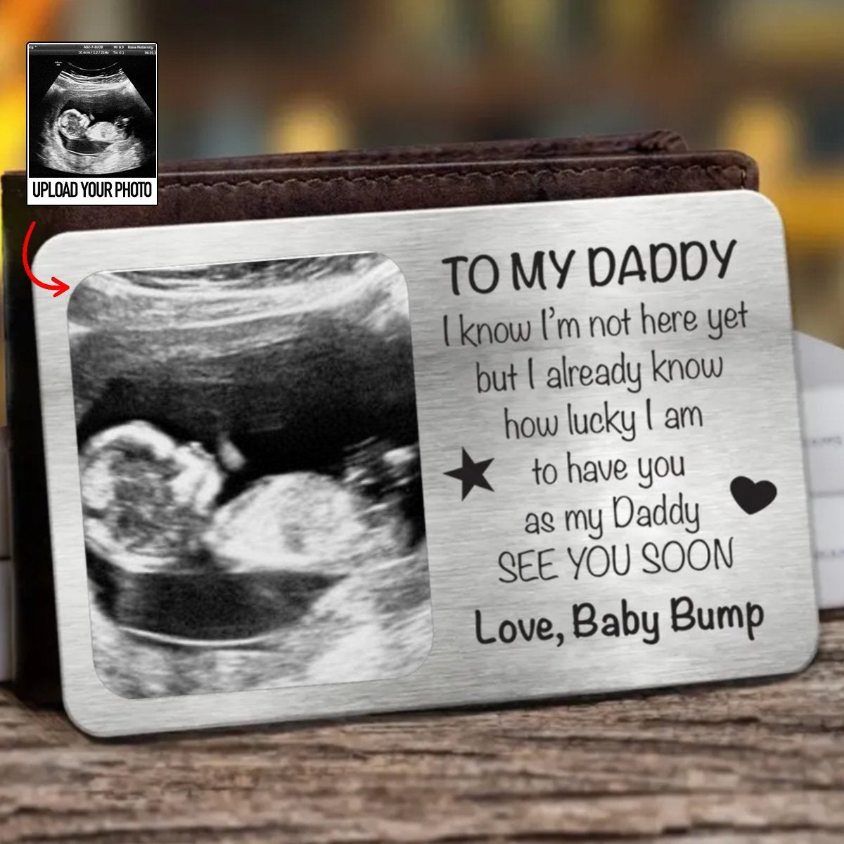 Father -  Custom Photo First Time Dad, Bring Along - Personalized Photo Aluminum Wallet Card (TB)
