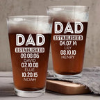 Father - Dad Established Custom Name - Personalized Beer Glass