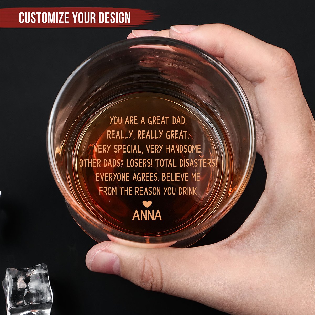 Father Day's - You Are A Great Dad Really, Really Great - Personalized Engraved Whiskey Glass (TB)