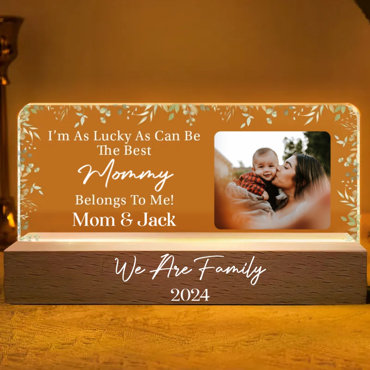 Father - I'm As Lucky As Can Be The Best Daddy Belongs To Me - Personalized Acrylic LED Lamp Night Light
