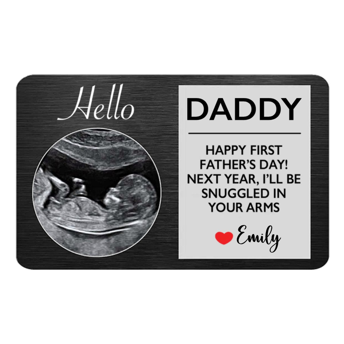 Father -  Next Year I'll Be Snuggled In Your Arms - Personalized Photo Aluminum Wallet Card