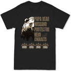 Father - Papa Bear Husband Protector Hero - Personalized Black Unisex T-shirt