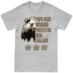 Father - Papa Bear Husband Protector Hero - Personalized Black Unisex T-shirt