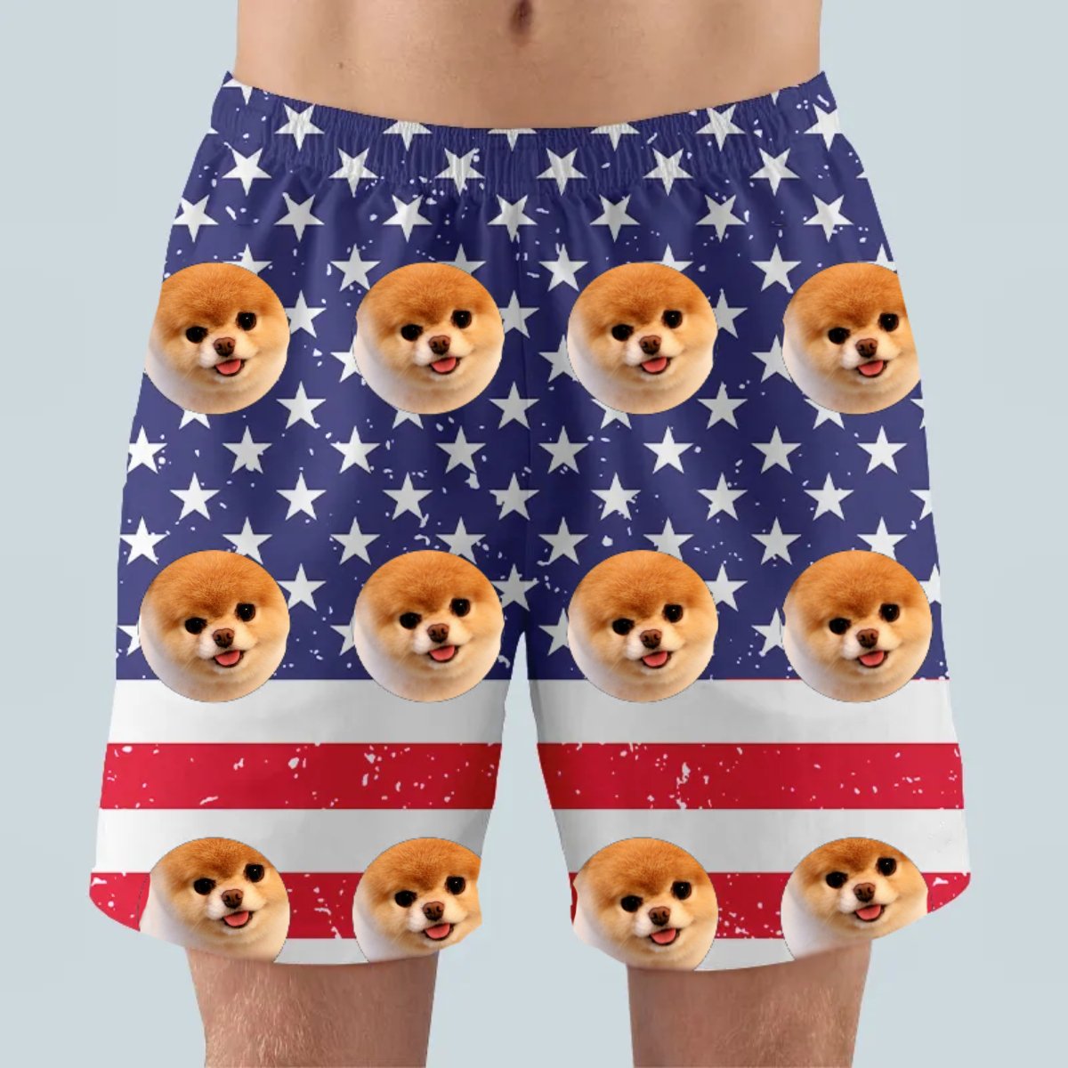 Father's Day - Custom Photo America Flag - Personalized Beach Short