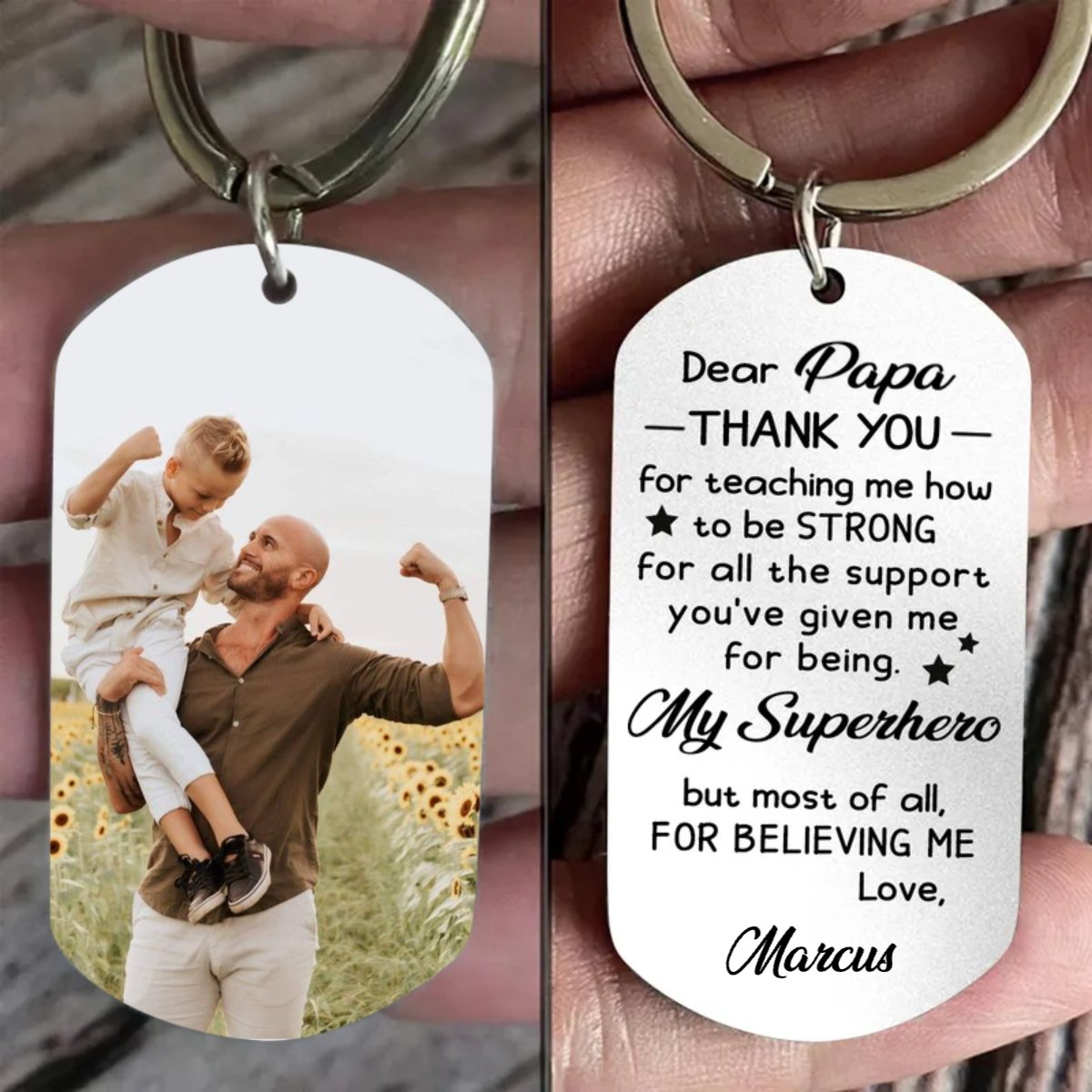 Father's Day - Custom Photo Thank You For Teaching Me How To Be Strong - Personalized Keychain (HJ)