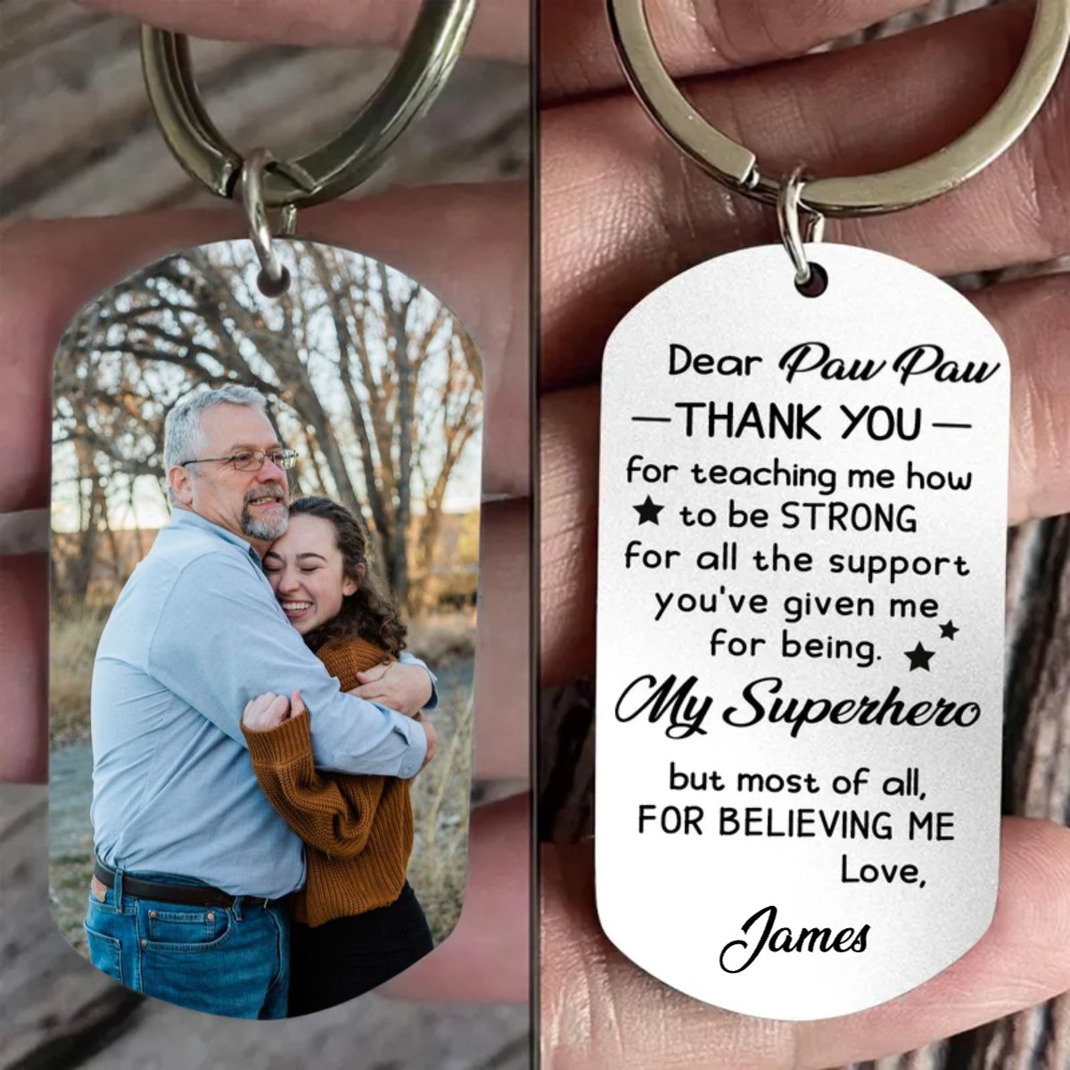 Father's Day - Custom Photo Thank You For Teaching Me How To Be Strong - Personalized Keychain (HJ)