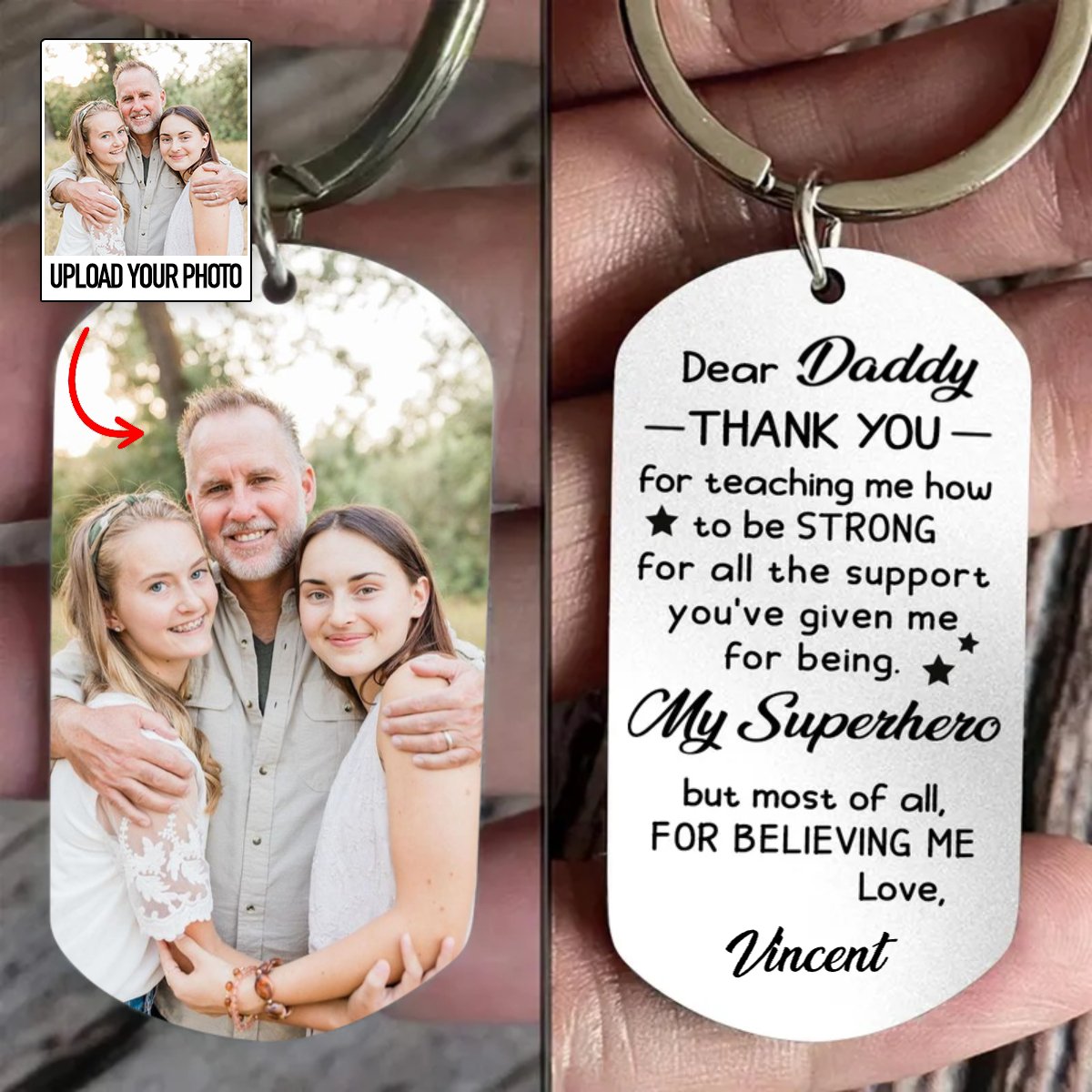 Father's Day - Custom Photo Thank You For Teaching Me How To Be Strong - Personalized Keychain (HJ)
