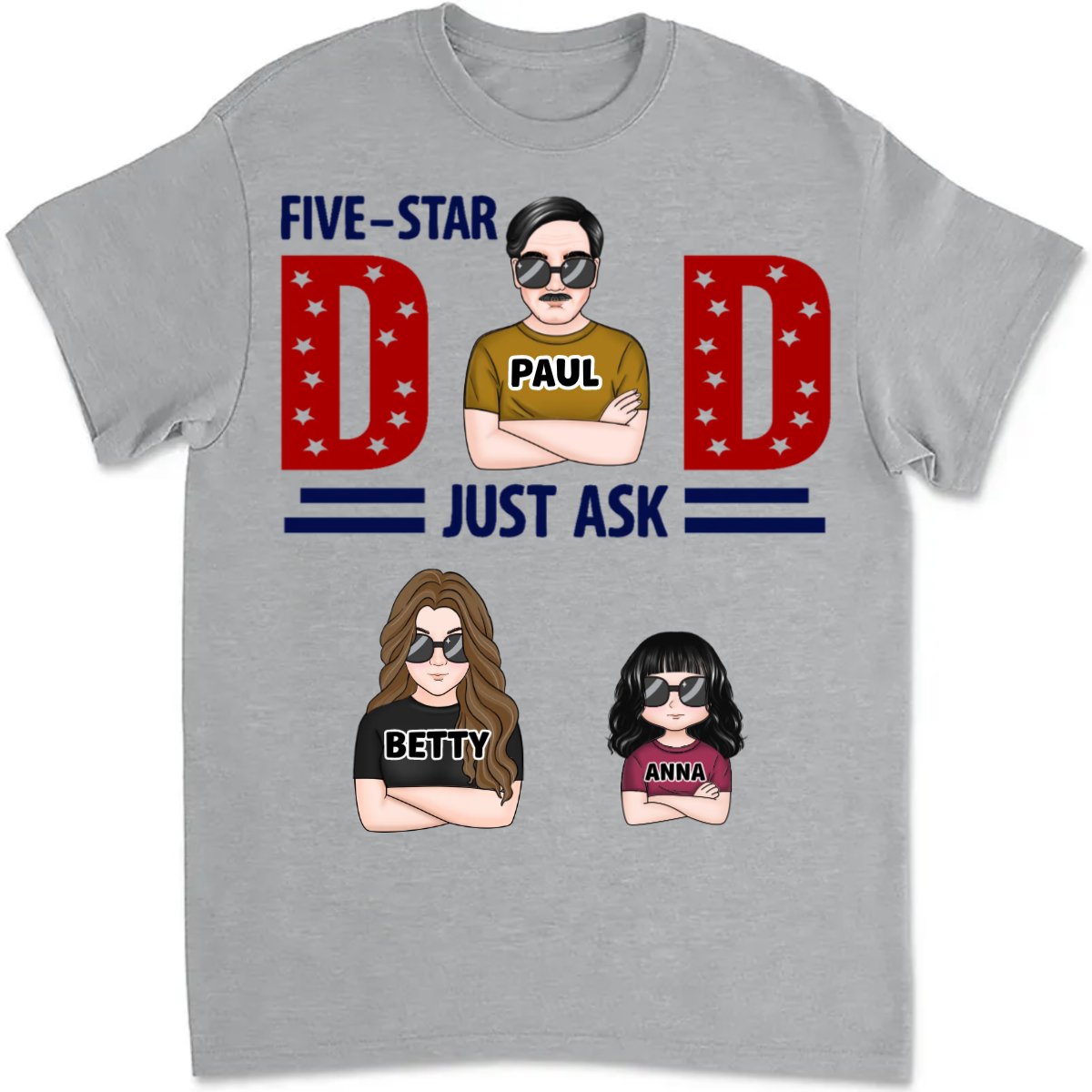 Father's Day - Five Star Dad Just Ask - Personalized T-shirt