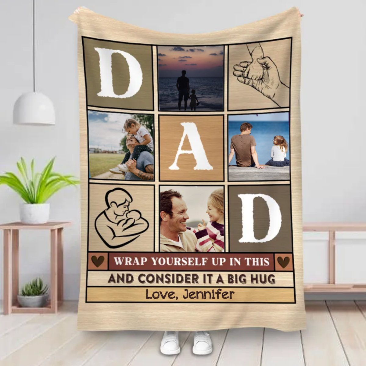 Father's Day - Wrap Yourself Up In This And Consider It A Big Hug - Personalized Blanket