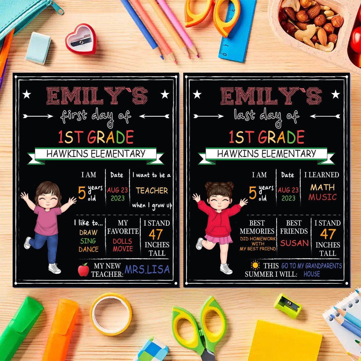 First Day And Last Day Of School - Personalized School Sign