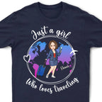 Friends - Just A Girl Boy Loves Traveling World Map - Personalized Unisex T-shirt, Hoodie, Sweatshirt