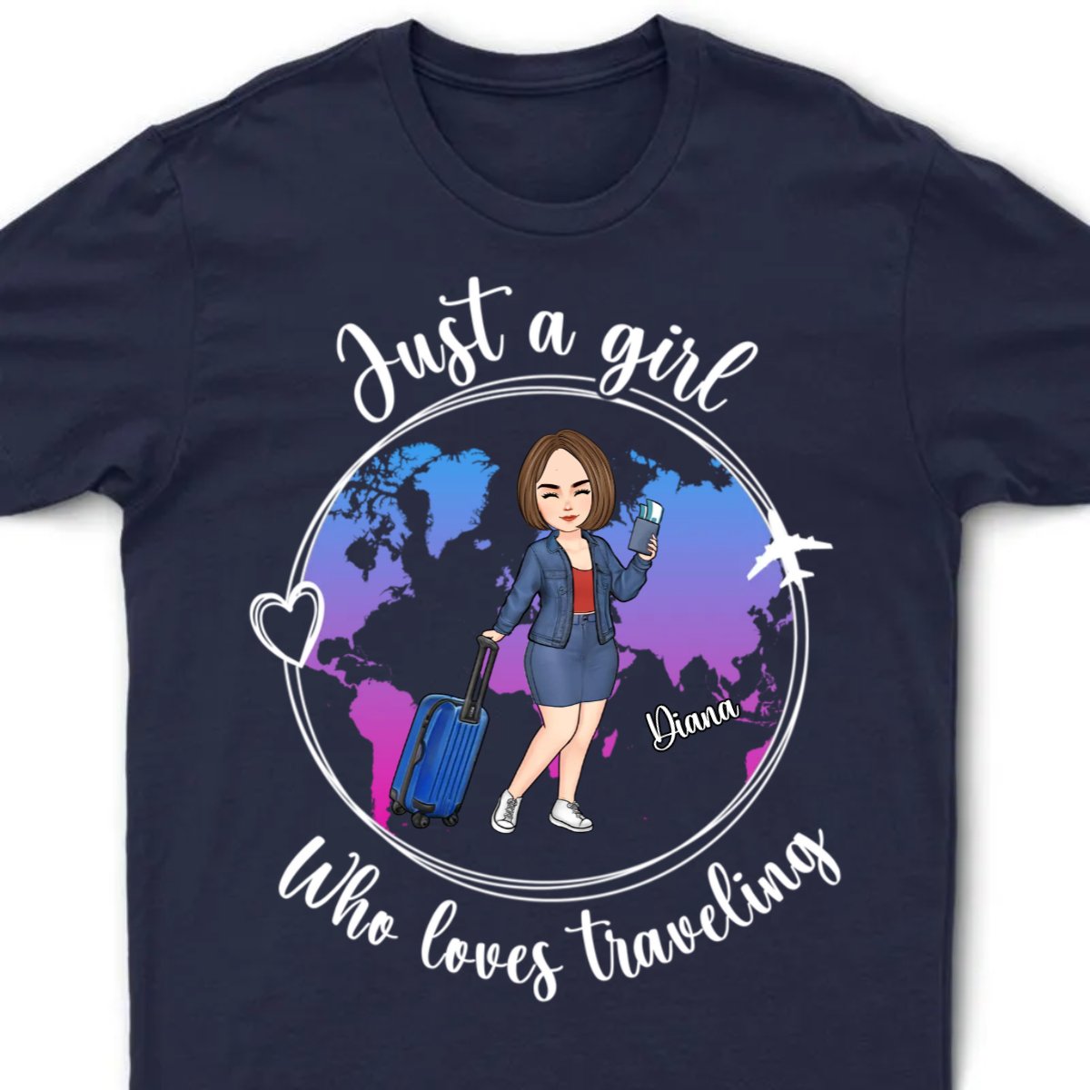 Friends - Just A Girl Boy Loves Traveling World Map - Personalized Unisex T-shirt, Hoodie, Sweatshirt