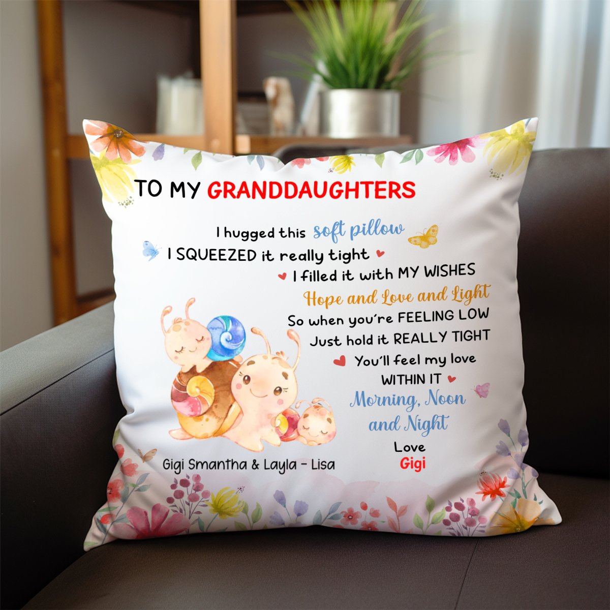 Gift For Daughter Granddaughter Watercolor Ladysnail Pillow - Personalized Pillow