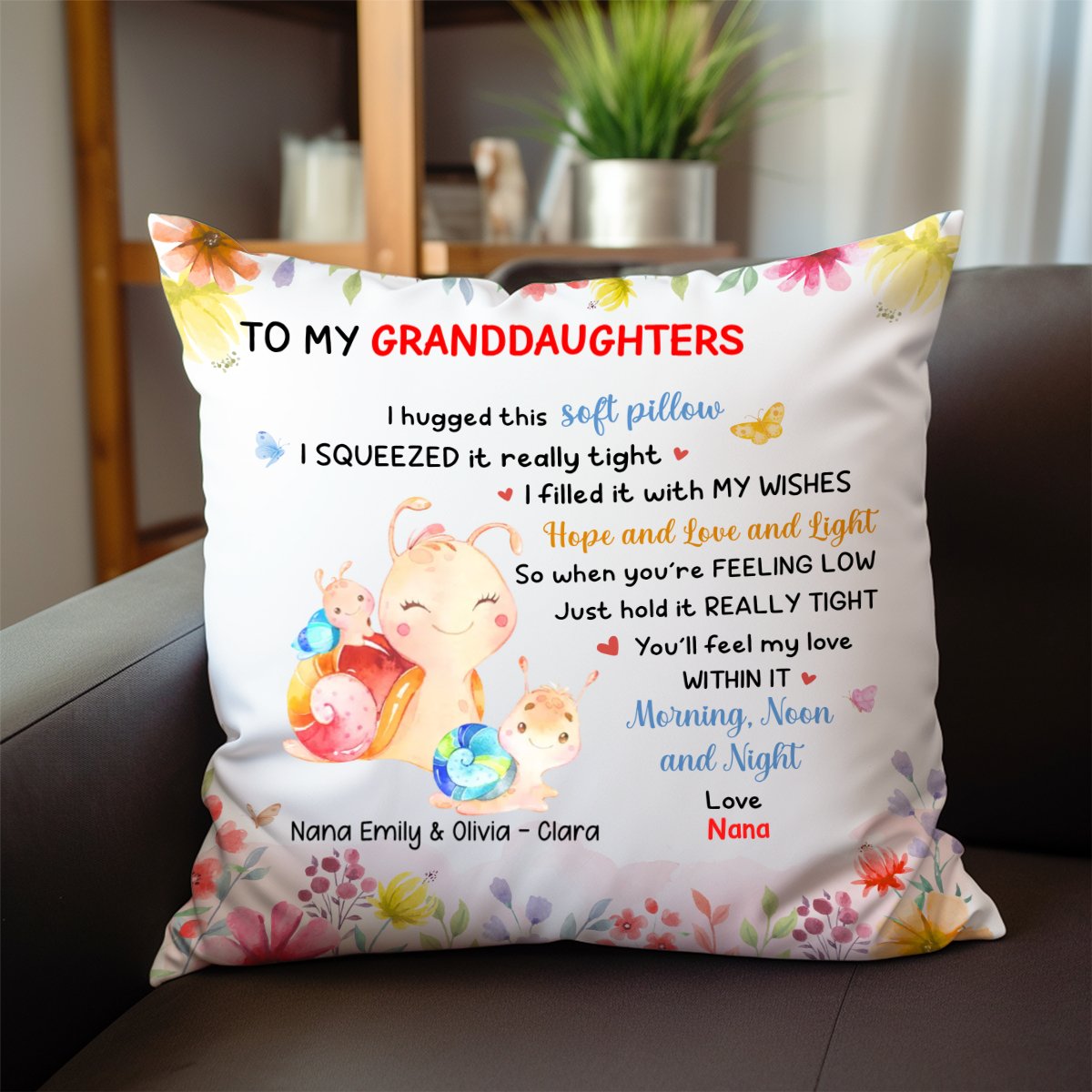 Gift For Daughter Granddaughter Watercolor Ladysnail Pillow - Personalized Pillow